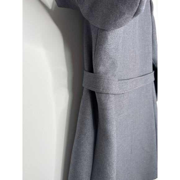 Vintage 1960s Wool Coat with Real Fur Collar Gray Double Breasted XXL - Picture 7 of 16